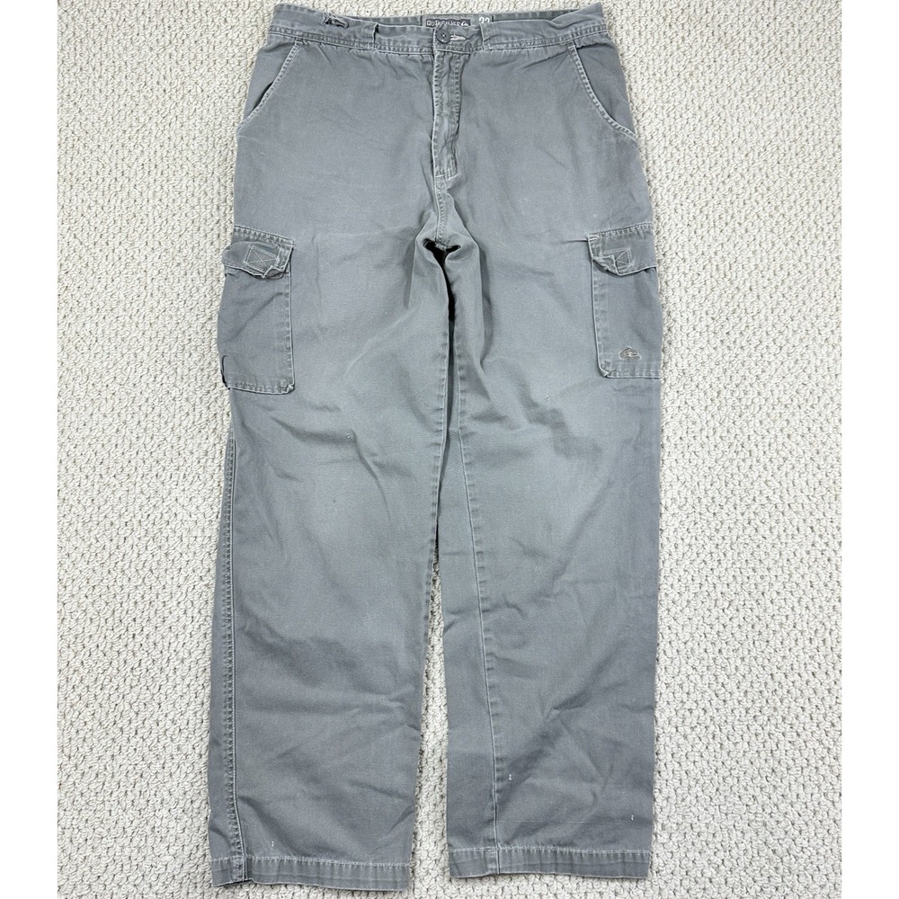 Vtg Quiksilver Pants Mens 32 Olive Cargo Baggy Loose Distressed Y2K Skater